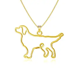 Retriever Silhouette Pendant Necklace - Gold Plated