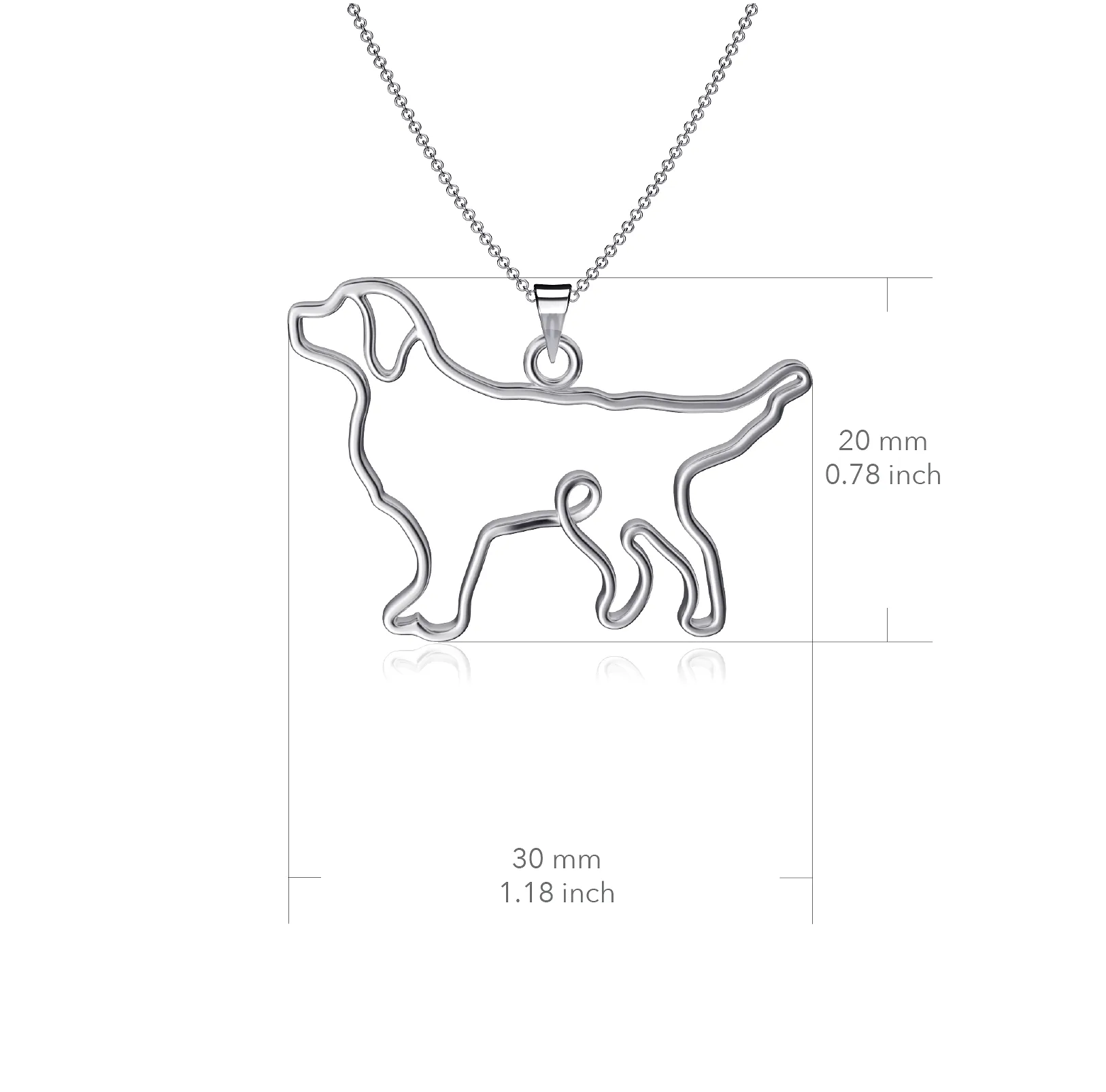 Retriever Silhouette Pendant Necklace - Silver