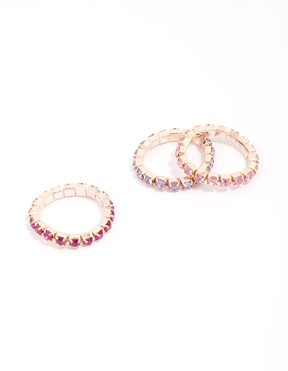 Rose Gold Bling Stretch Ring 3-Pack