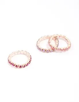 Rose Gold Bling Stretch Ring 3-Pack