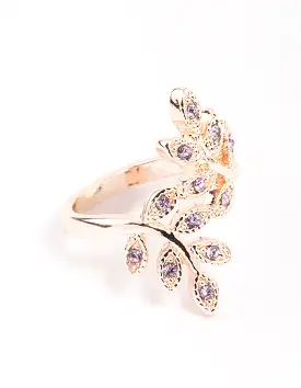 Rose Gold Floral Leaf Wrap Ring