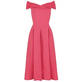 Rose Pink Crossover Vintage Bardot 50s Swing Dress