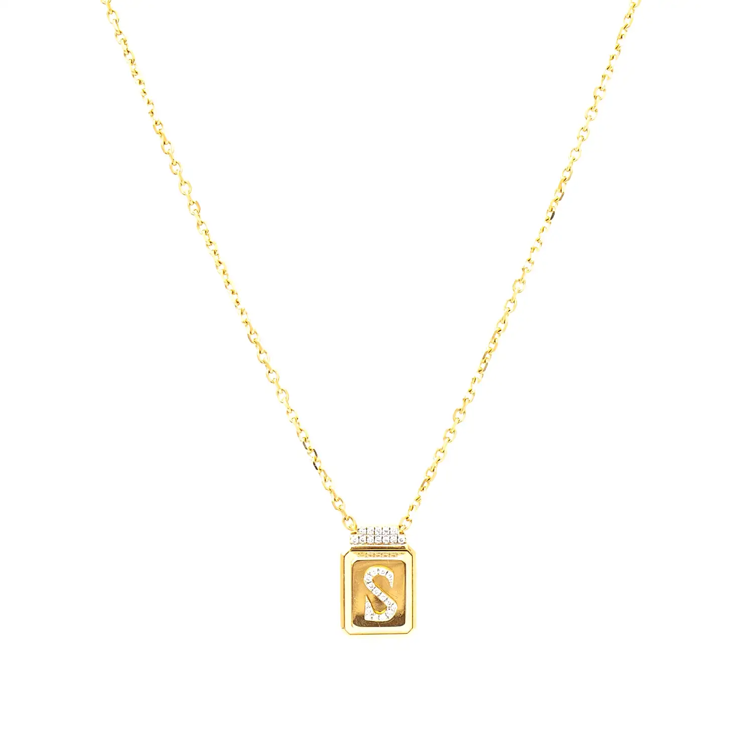 S All-Gold Signet Necklace