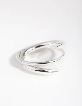 Silver Crossover Band Ring