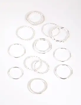 Silver Mixed Band Ring Pack