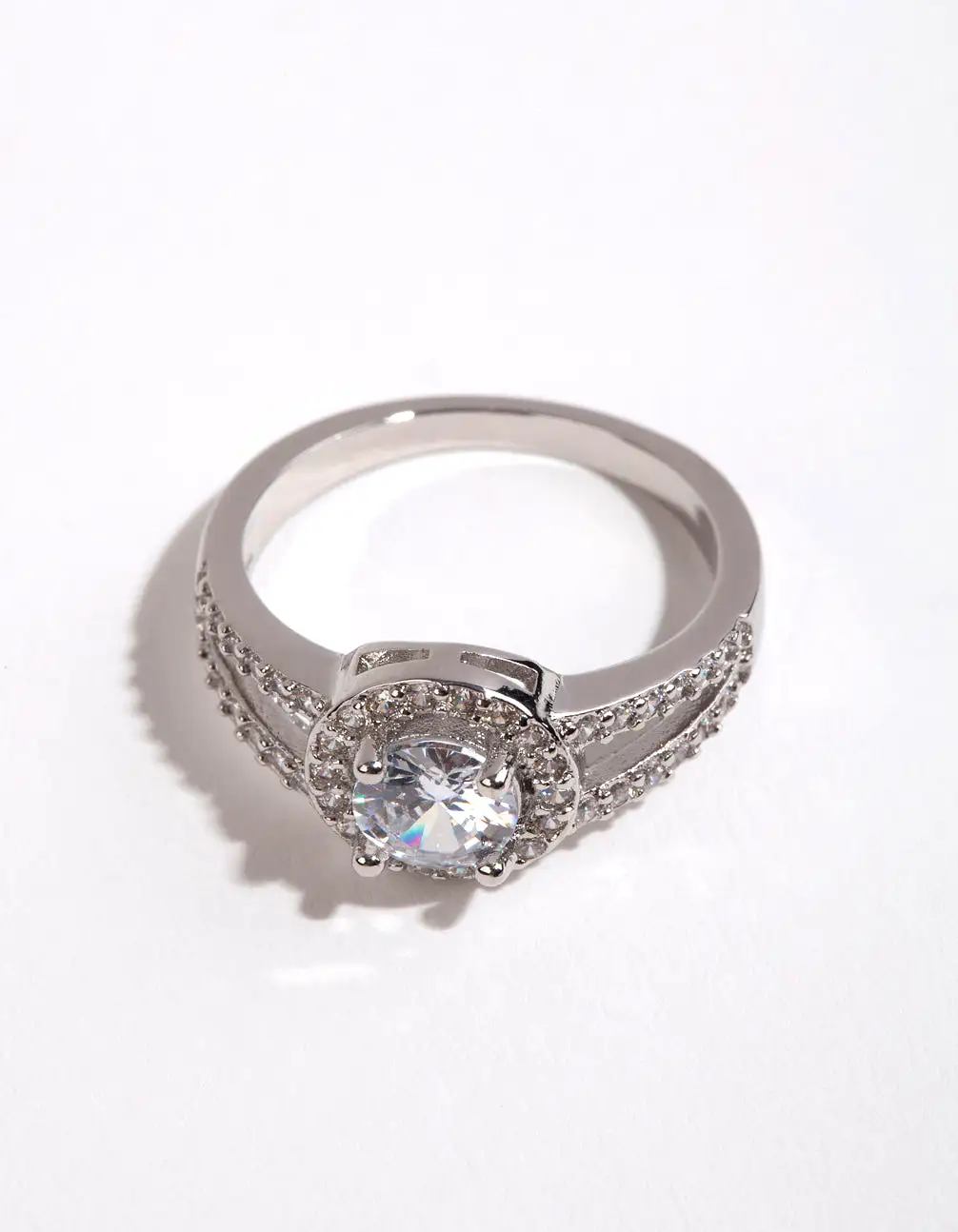 Silver Plated Cubic Zirconia Halo Ring