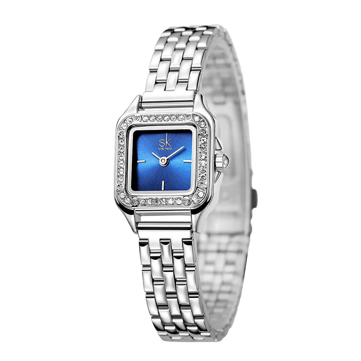 Sk Silver Blue Face Lady Watch