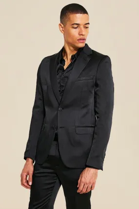 Skinny Satin Design Single Breasted Suit Jacket