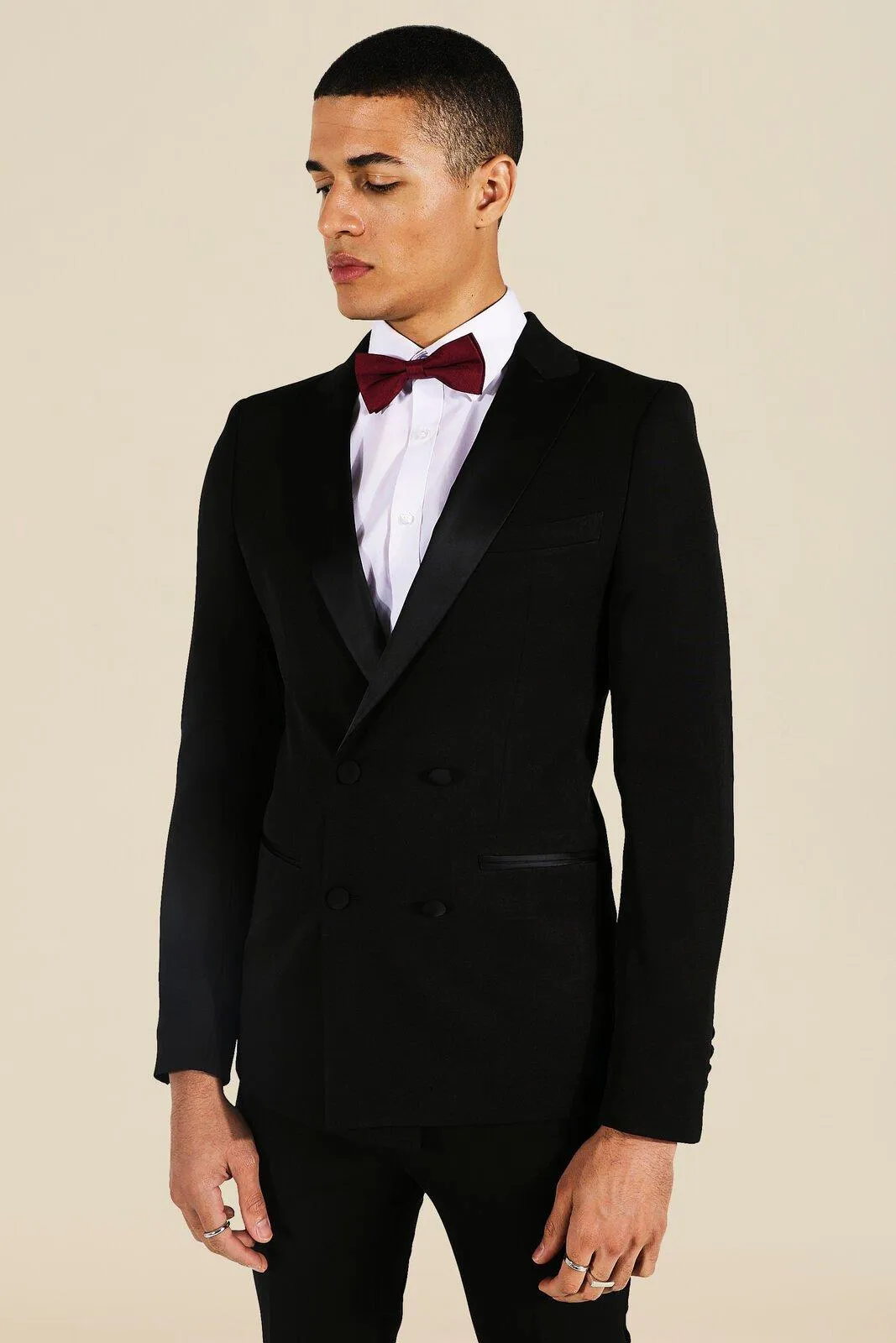 Skinny Tuxedo Double Breasted Suit Jacket