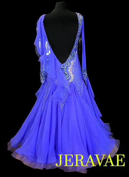 Stunning Violet Ballroom Dress with Detachable Floats and beautiful Swarovski Lace SMO039 sz Small/Medium SOLD