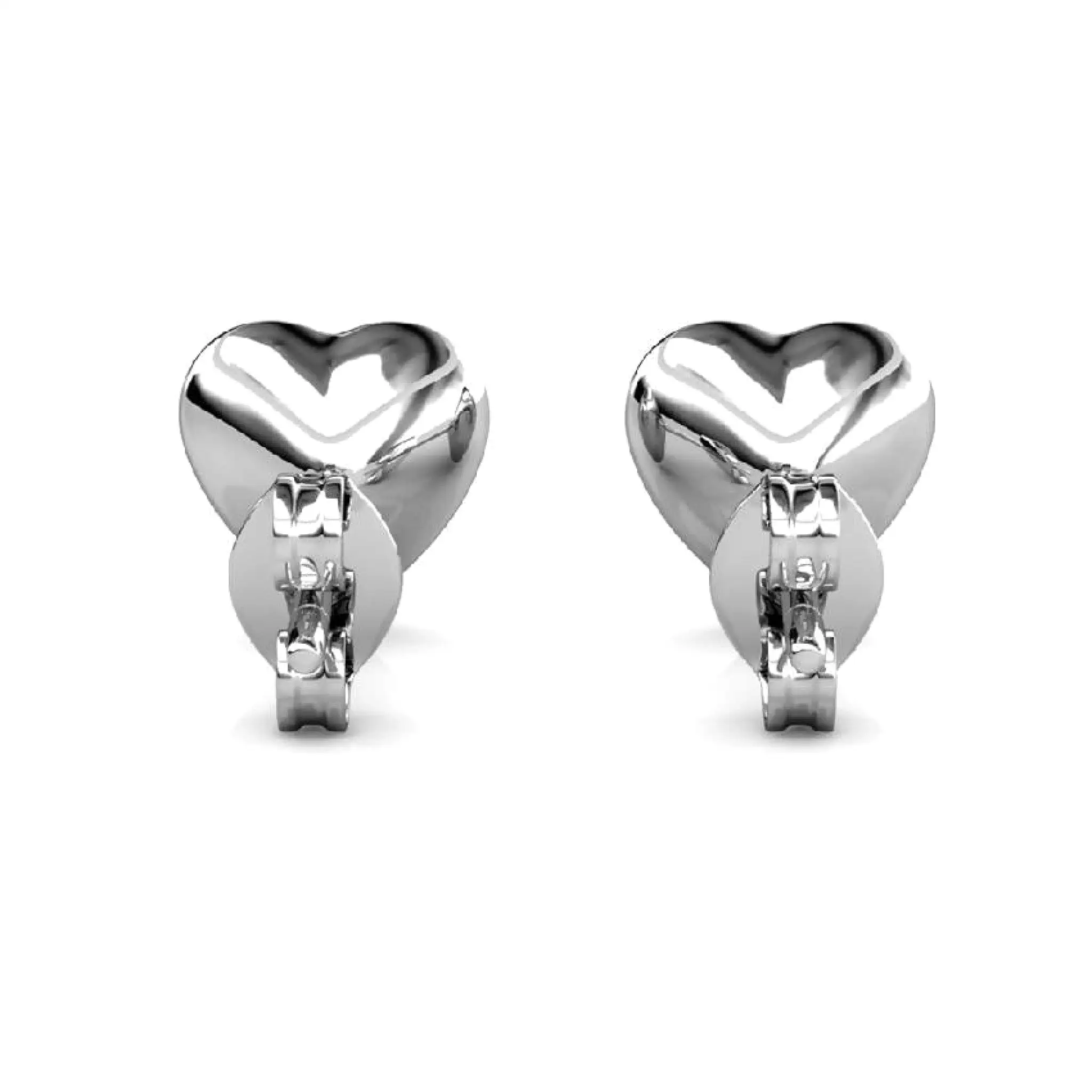 Stylacity Silver Heart Stud Earrings Swarovski Crystals