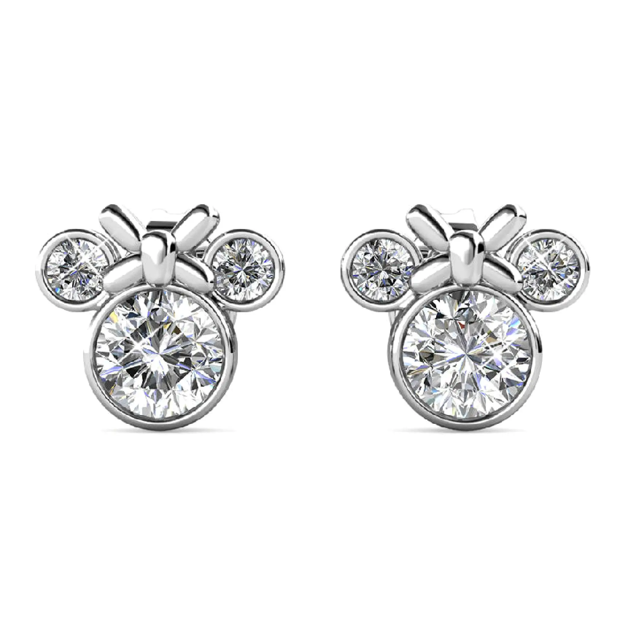 Stylacity Silver Minnie Mouse Swarovski Crystal Earrings