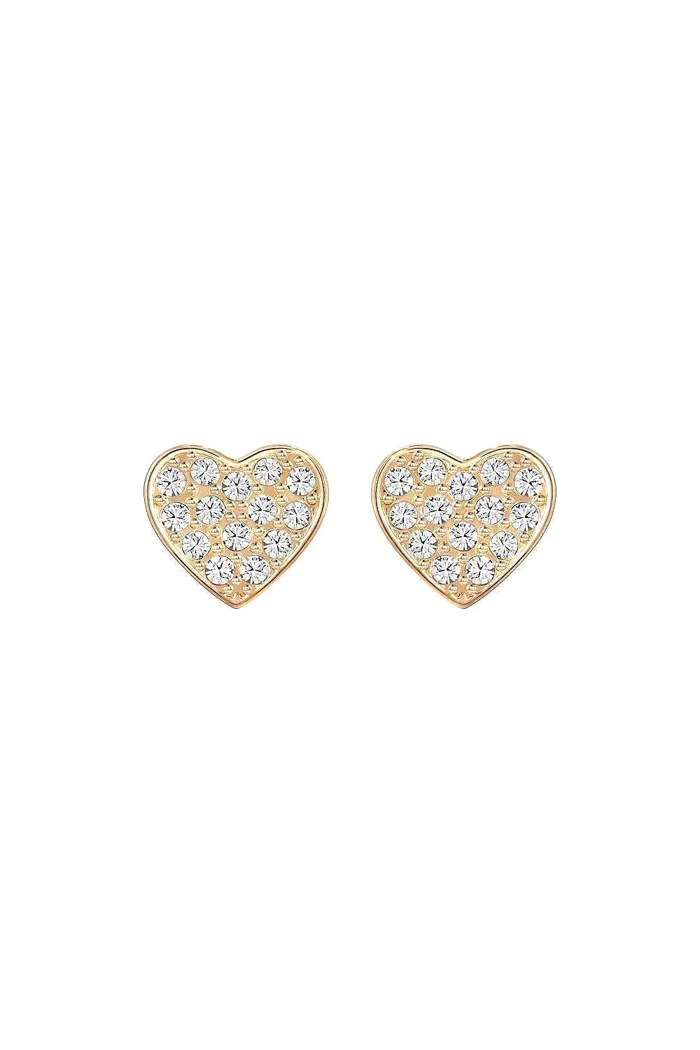 SWAROVSKI Yellow Gold Plated White Crystal Studded Heart Shaped Earrings (S)