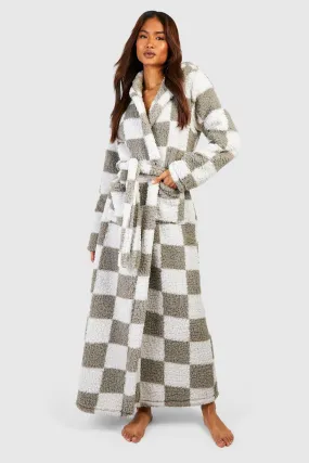 Tall Premium Checkboard Fleece Dressing Gown