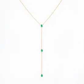 Triple Pear Emerald Lariat Necklace