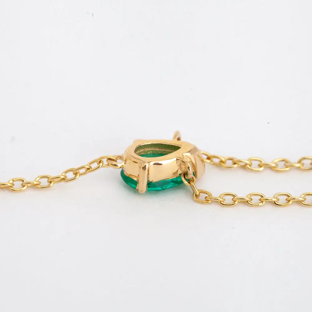 Triple Pear Emerald Lariat Necklace