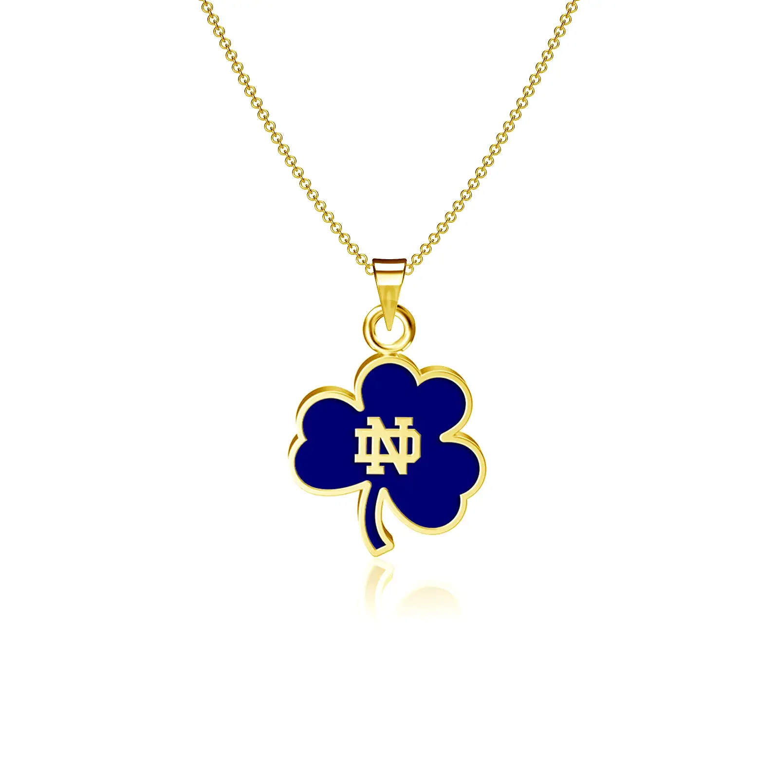 University of Notre Dame Shamrock Pendant Necklace - Gold Plated Enamel