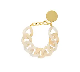 Vanessa Baroni Flat Chain Pearl Marble with Gold  Bracelet