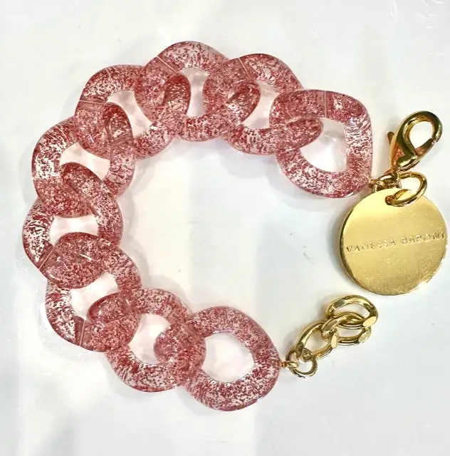 Vanessa Baroni Flat Chain Pink Glitter Bracelet