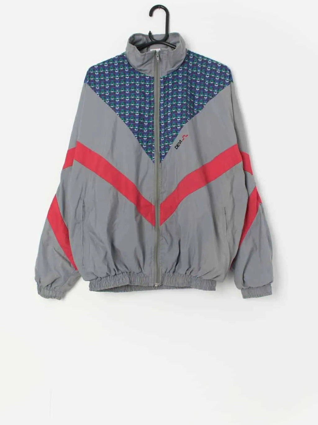 Vintage 90s shell suit jacket with colourful chest pattern – Medium