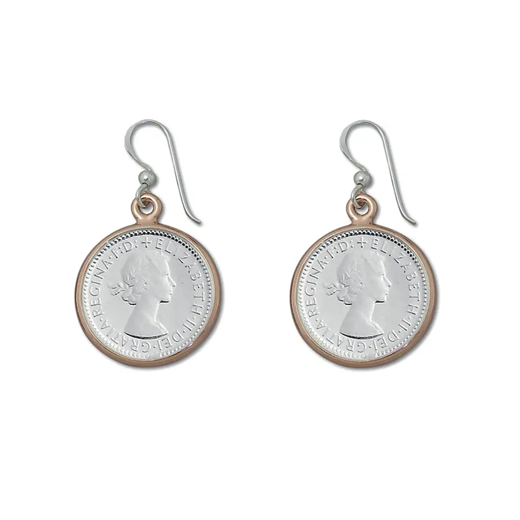 Von Treskow Two Tone Sixpence Coin Earrings