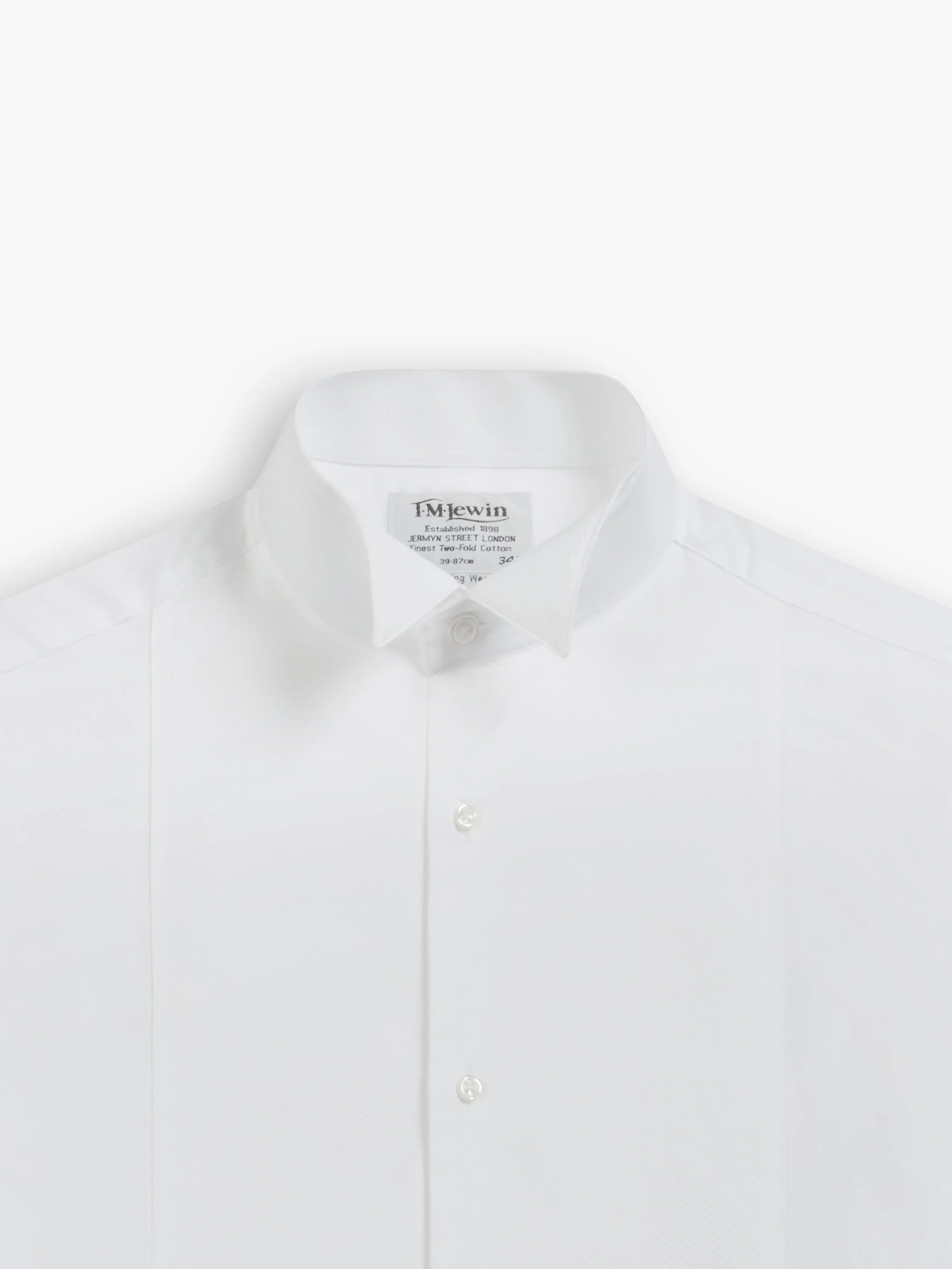 White Marcella Front Poplin Slim Fit Double Cuff Wing Collar Dress Shirt