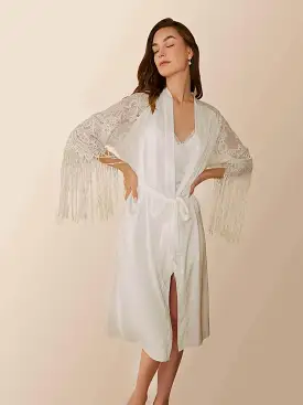 White Tassle Bridal Robe